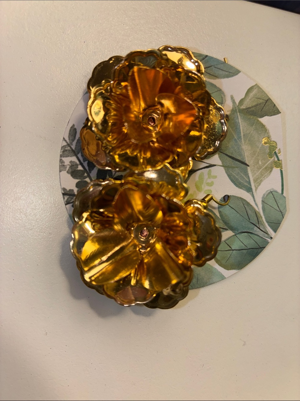 Gold Floral Dangle Earrings